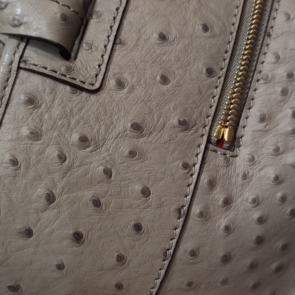 Dooney & Bourke EUC Grey Ostrich Tote Shoulder Bag Red Lining - Picture 16 of 16